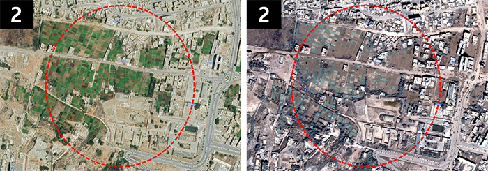 Satellite imagery provided by KARI showing before and after views of the affected Area No. 2 in Derna, Libya